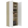 Shoe Cabinet White and Sonoma Oak 80x39x178 cm Chipboard Image 3