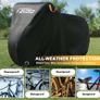 Bike Cover for 3 Bikes 210T Waterproof Outdoor  Bicycle Storage, Black Cover with Lock Hole, 2 Windproof Buckles & Storage Bag, UV Protection for Mountain & Road Bikes (220/120/110cm) Image 5
