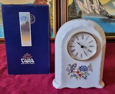 In Box 8.5 Inches Tall Royal Tara Harmony Pattern Large Bone China Clock Made In Galway Ireland