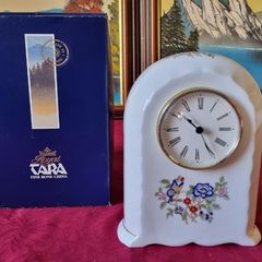 In Box 8.5 Inches Tall Royal Tara Harmony Pattern Large Bone China Clock Made In Galway Ireland