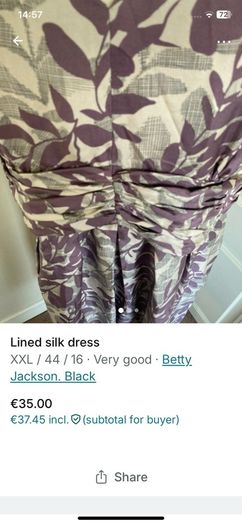 Betty Jackson Black lined silk dress - lilac- size 16