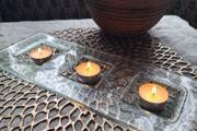 Handcrafted Fused Glass 3 Tealight Holder