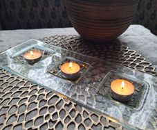 Handcrafted Fused Glass 3 Tealight Holder