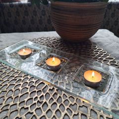 Handcrafted Fused Glass 3 Tealight Holder