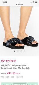 Kurt Geiger Embellished Slide Flat Sandals - As New