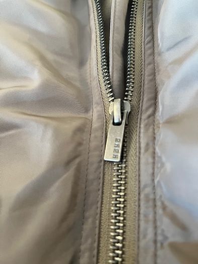 Dutch Brand Yaya Coat Jacket Ladies. Medium. Sage Green / Khaki. Satin Finish.  Detachable hood. Excellent. Proceeds To Medecins Sans Frontieres.
