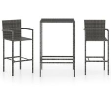 3 Piece Garden Bar Set Poly Rattan Grey