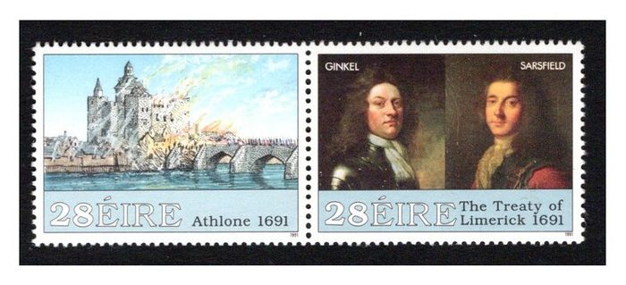 1991 Ireland 300th Anniversary of Williamite Wars Commemorative Stamps Mint Never Hinged (MNH)
