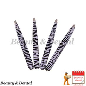 4x Zebra Design Professional Stainless Steel Tweezers Eyebrow Tweezers Eyebrow Clip