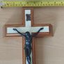 Vintage Italian made 'Last Rites' hardwood wall Crucifix 13" tall FREEPOST Image 10