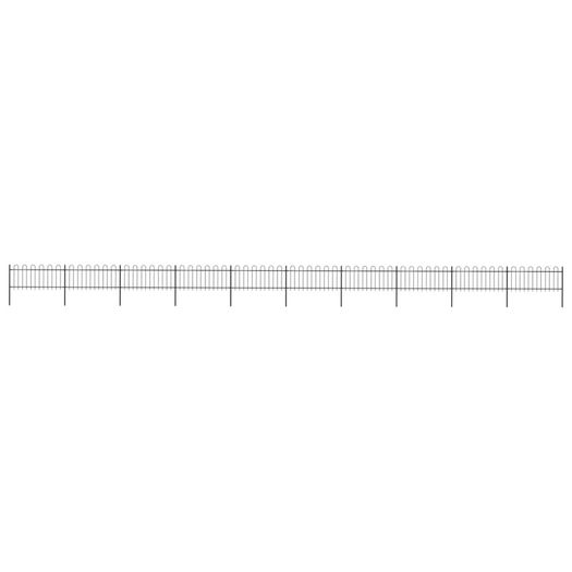 Garden Fence with Hoop Top Steel 17x0.8 m Black