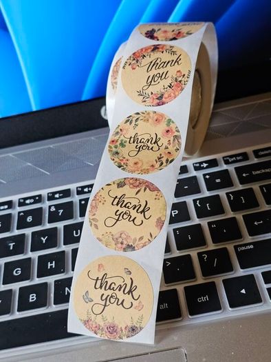 Thank You Stickers / Large / 1.5" / 60 / NEW