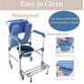 4-in-1 Wheeled Shower Chair, Bathroom Shower Chair with Wheels for Elderly, Waterproof Wheeled Commode Toilet Chair with Removable Bucket, Bedside Commode Chair on Wheels for the Disabled Image 4