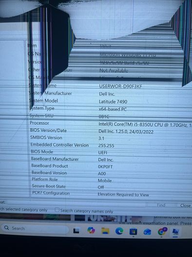 Dell Latitude 7490 i5. 16GB RAM / 500GB SSD Fully Working (Screen Damaged)