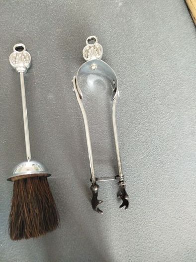 Vintage Chrome & Brass Fireplace Companion Set hell Motif (5 Piece)