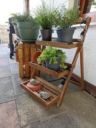 Solid Acacia Wood Flower Stand Plant Stand Flower Stairs Plant Stairs Flower Shelf Flower Bench Garden Shelf 3 Levels