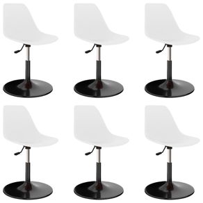 Swivel Dining Chairs 6 pcs White PP