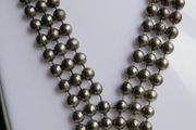 Vintage 18K Gold Plated Silver Color Beaded Ball Necklace V style