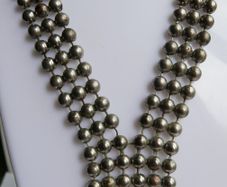 Vintage 18K Gold Plated Silver Color Beaded Ball Necklace V style