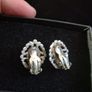 Clip On Earrings 1930s Blue Tigers Eye Glass Earrings Image 4
