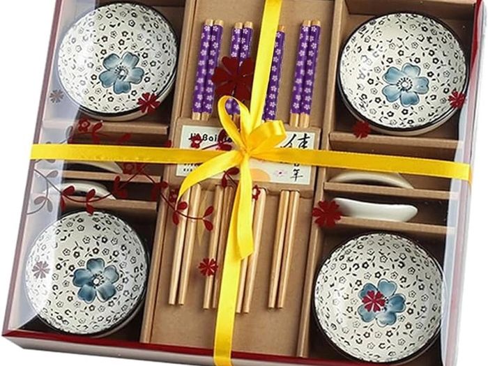 Brand New Ceramic Sushi Cutlery Set for four People with Chopstick Holder