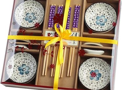 Brand New Ceramic Sushi Cutlery Set for four People with Chopstick Holder