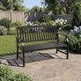 Metal Garden Bench, Park Bench with Backrest & Armrest, Reclining Bench Retro Style for 2-3 Seater, Garden Furniture Benches for Garden, Park, Balcony (Black) Image 8