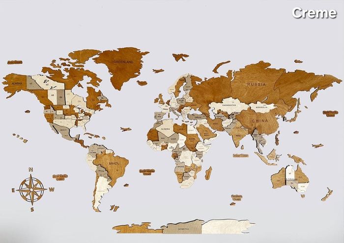 3D Classic Wooden World Map with Country Borders Country Names Capital Names US and Canada Borders and Names 3D Map Effect