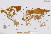 3D Classic Wooden World Map with Country Borders Country Names Capital Names US and Canada Borders and Names 3D Map Effect
