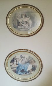 Vintage ornate framed pair of prints