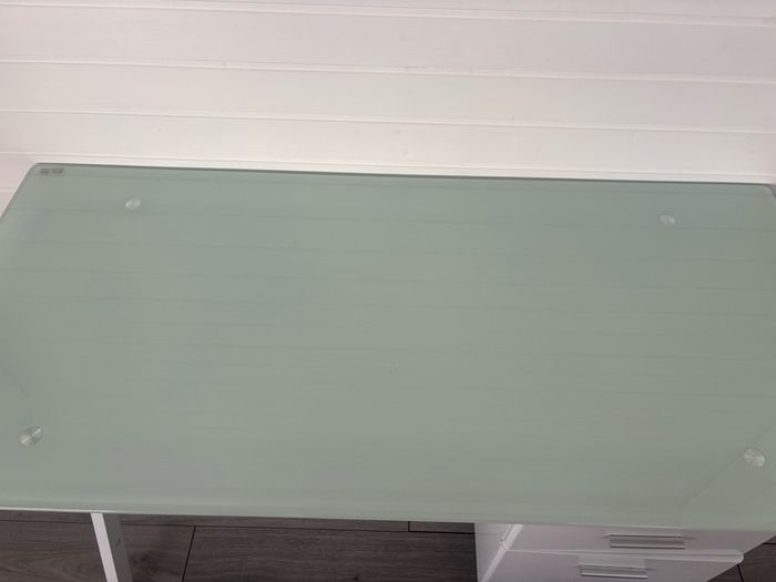 white glass desk