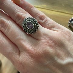 sterling Silver Amethyst & Marcasite Ring
