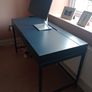 Modern dark blue desk with two drawers Image 2