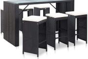 _Garden Bar Set 7-Piece with Cushions Counter Bar Counter Garden Counter Bar Table Bar Stool Garden Furniture Poly Rattan Black
