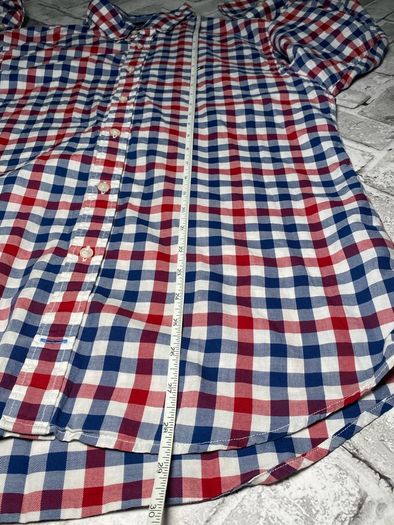 Tommy Hilfiger New York Fit Mens Red/Blue/White Check Long Sleeve Shirt Medium