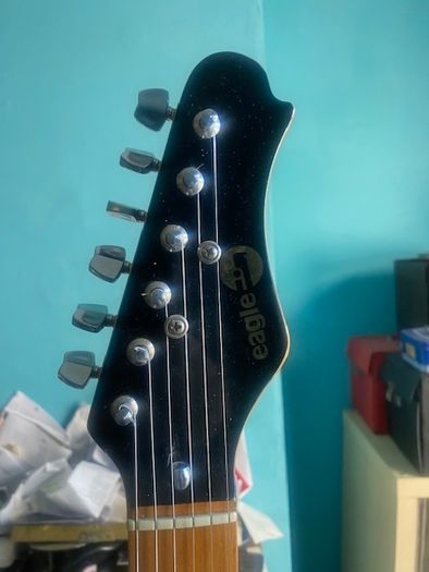 Vintage 1970s "Eagle" Stratocaster-style electric guitar, featuring a custom aftermarket cosmetic finish