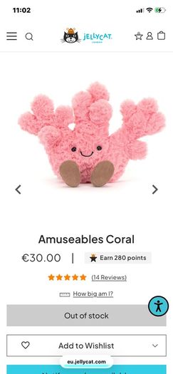 New JELLYCAT Amuseable Coral