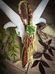 Fantasy Woodland Forest  Hairwrap Dreadwrap with a Ivy Leaf Plant and Trinkets Cosplay