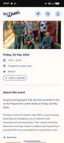 Kila tickets Killiney May 22nd