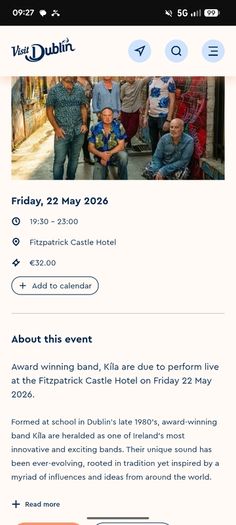 Kila tickets Killiney May 22nd