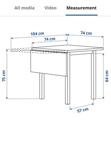 Ikea White Nordviken Drop-Leaf Table