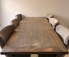 Solid wood table with dining chairs