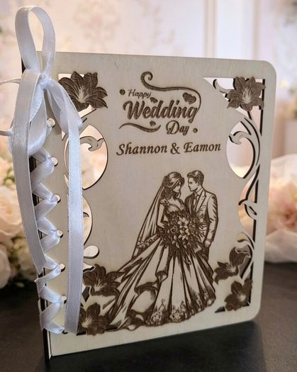 Wooden Wedding Card, Laser Cut & Engraved!