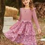 Brand New Girls' Casual Party Dress Floral Pattern Long Sleeve Image 3