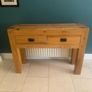 Solid Oak Console Table - Book Case  - Drawers Image 2