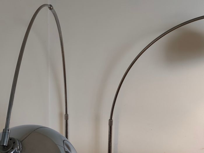 Chrome Arc Over Reach Lamps. Marble base. (Pair)