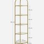 5-Tier Plant Stand, Freestanding Glass Shelf Tower, High Storage Shelves for Living Room, Bathroom, Bedroom, Modern Style, Golden Color Image 2
