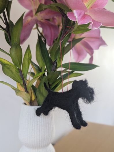 Handmade Felt Schnauzer (Woollen Black Dog)