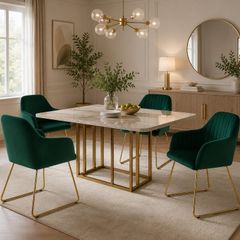 Set of 4 Velvet Dining Room with Back and Armrests