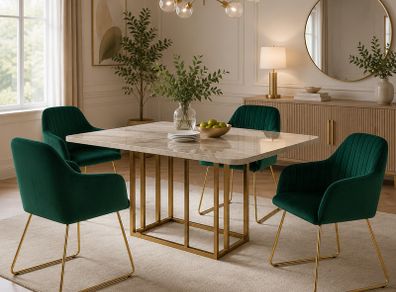 Set of 4 Velvet Dining Room with Back and Armrests